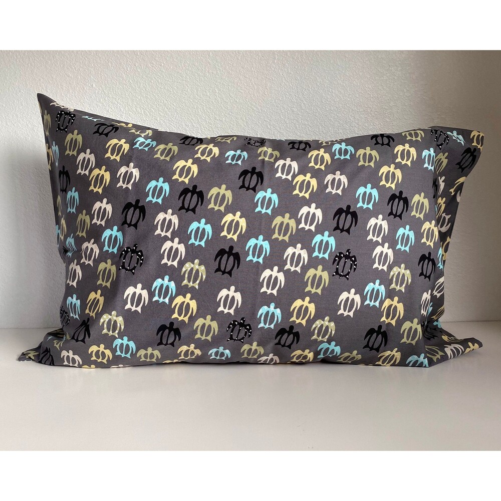 Grey Pillowcase with Turtles | Handmade | 100% Cotton